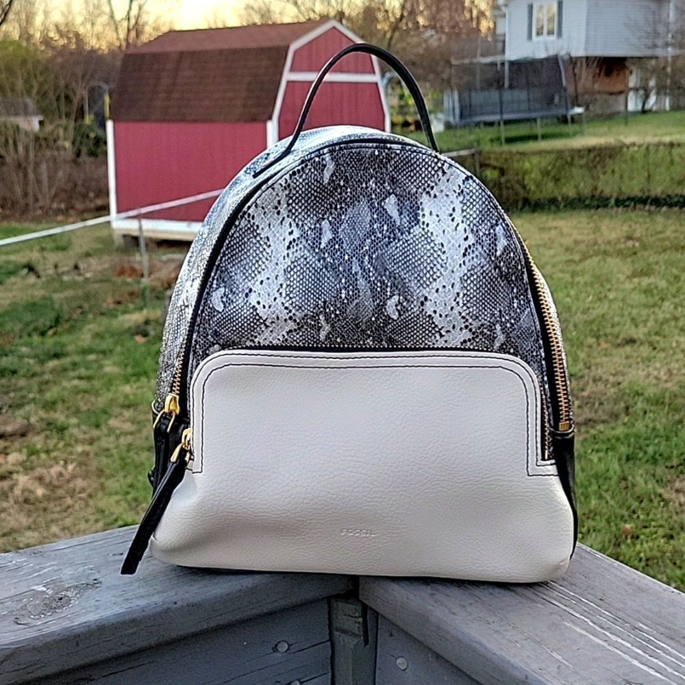 Fossil Felicity Python snake print backpack